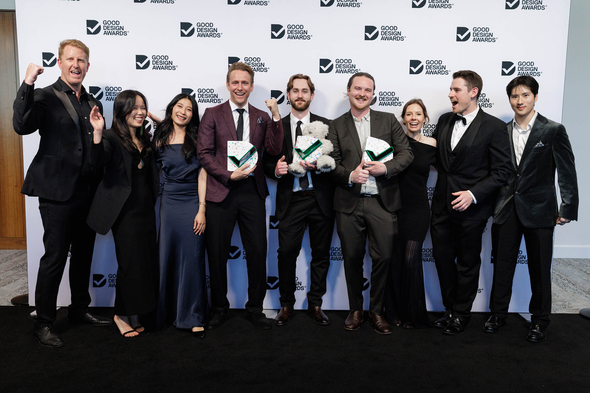 The King Living design team take a photograph at the Australian Good Design Awards 2026.