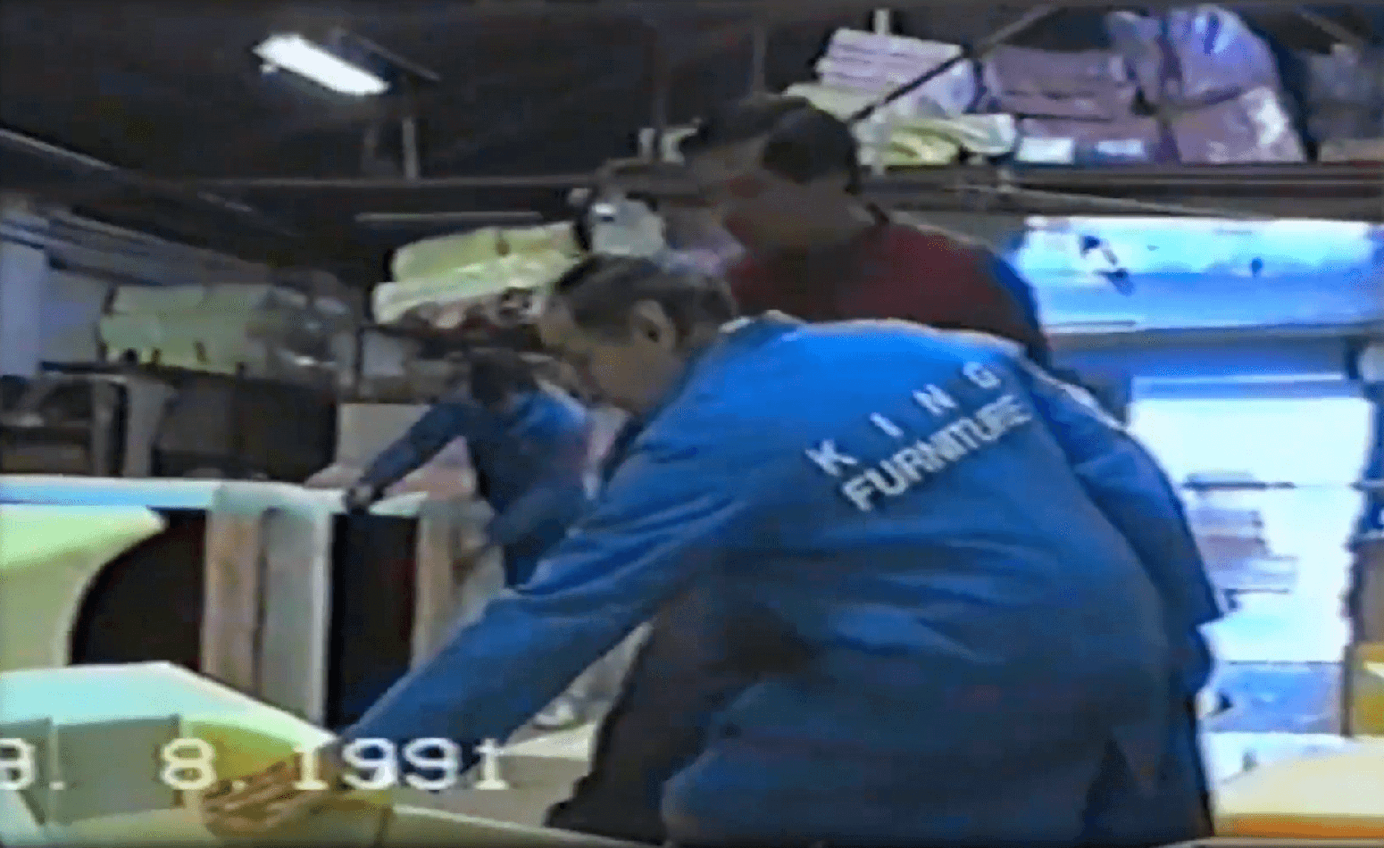 Photographs of David and Gwen King from 1977 at Sydney’s Paddy’s Markets and the King Living factory in 1991.