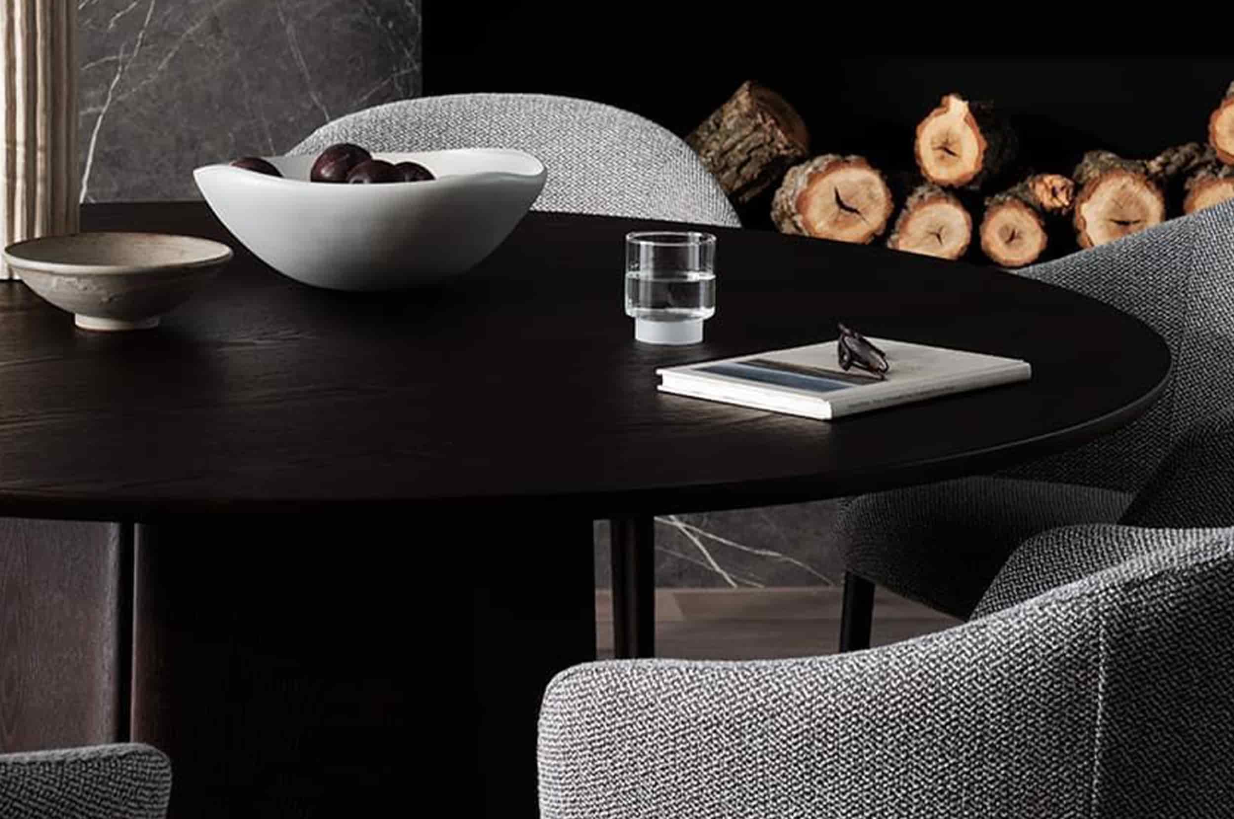 Issho Round Dining Table Open Base and 6x Quay Dining Chairs Package